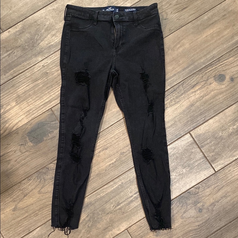 Hollister Black Skinny Jeans with Distressed Details